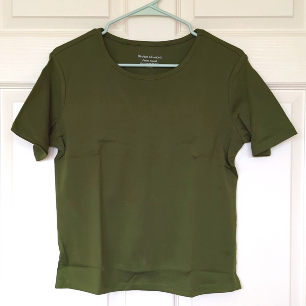 New Drapers and Damons Green Short Sleeve T Shirt Size Petite Small